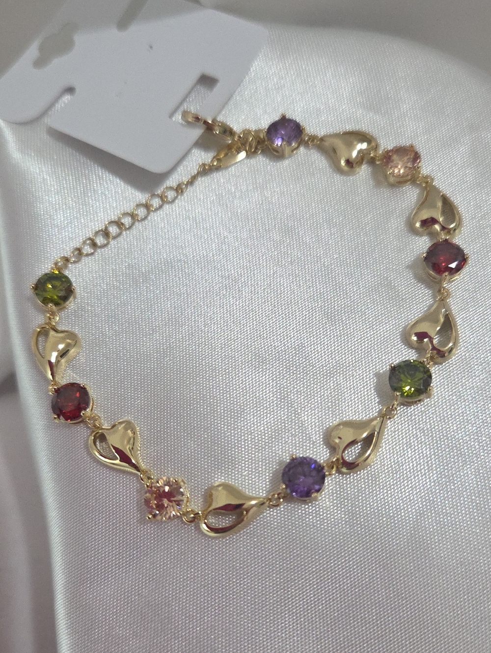 18k Laminated Gold Multicolor Heart Link Bracelet